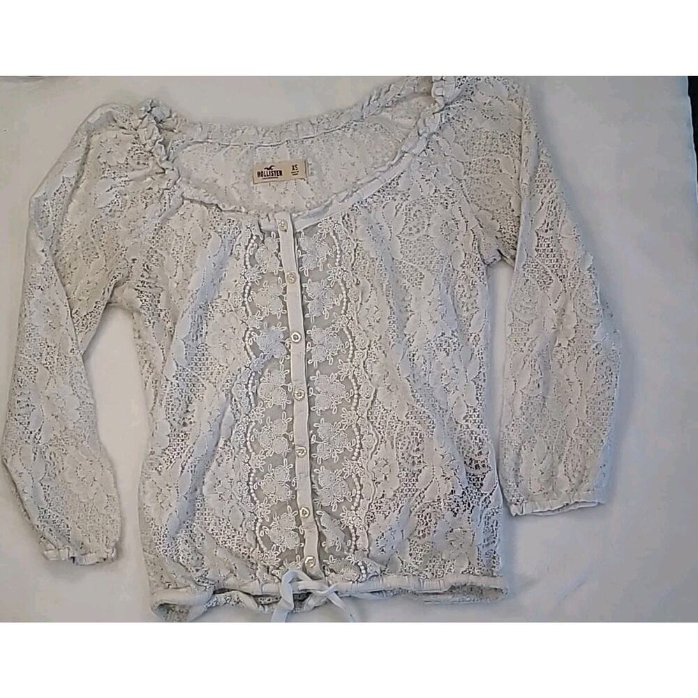 Y2K Crochet Lace Top XS Fairy Coquette Cottagecore Hollister